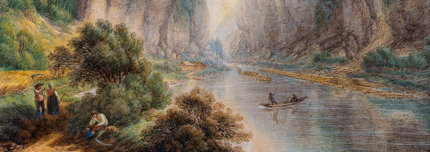 VLTAVA slavná & splavná Ilustrační obrázek k projektu VLTAVA slavná & splavná - obraz Ferdinanda Runka